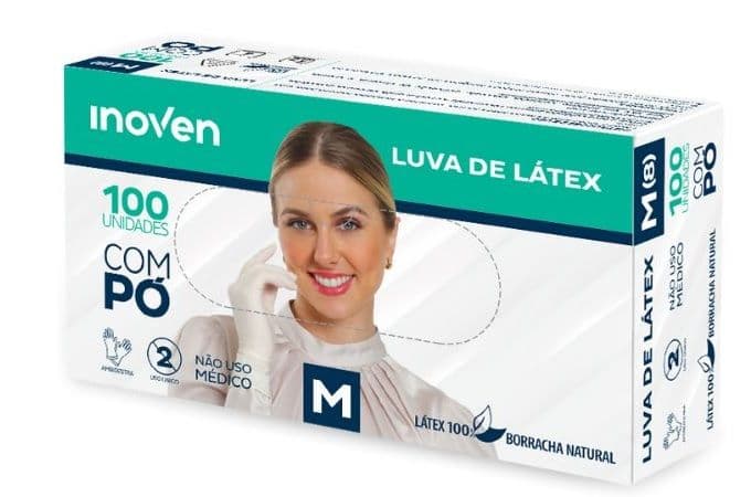 CAIXA DE LUVA INOVEN LATEX COM PÓ 100UN- M
