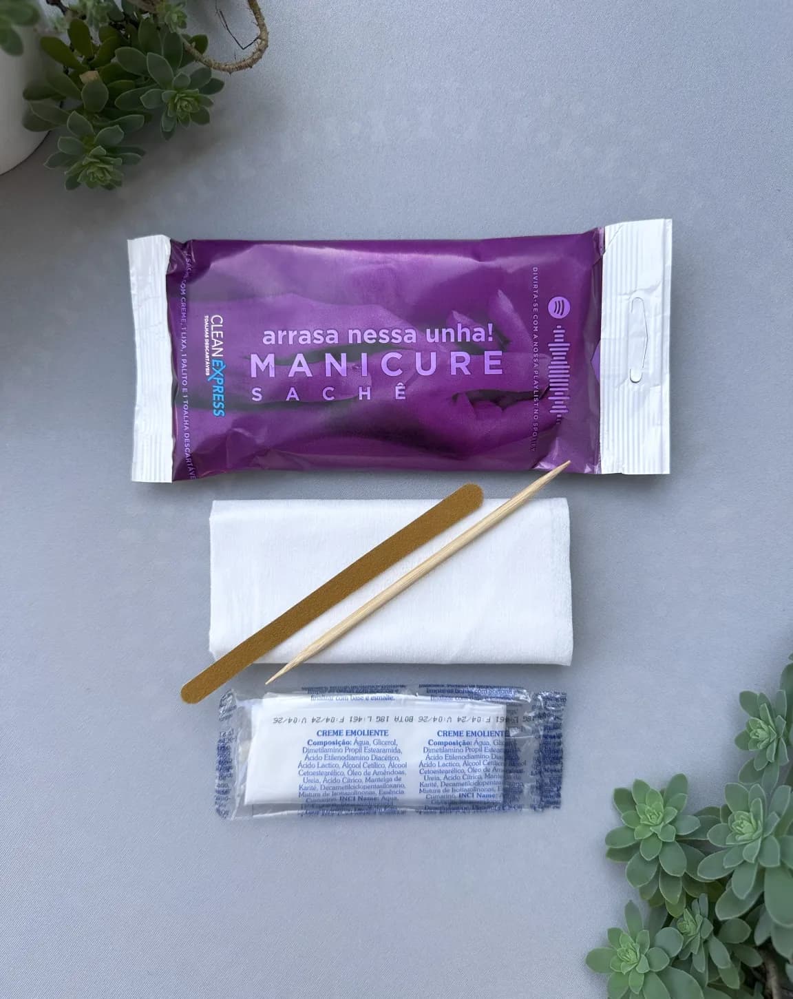 kit manicure 1palito+1toalha+1lixa